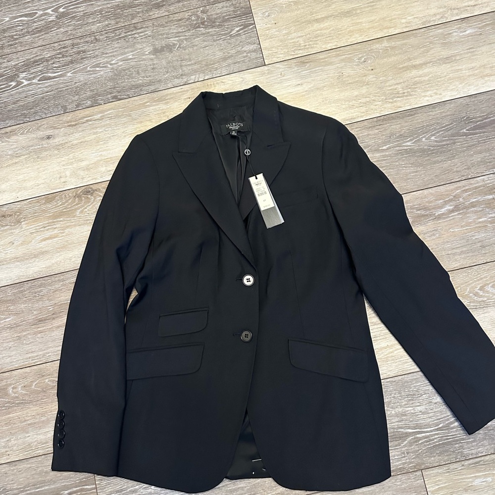 Talbots Black Blazer Womens 6P Wool Blend
